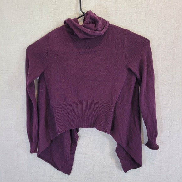 Express Hooded Waterfall Open Cardigan Sweater Womens Medium Purple Long Sleeve - Picture 5 of 8